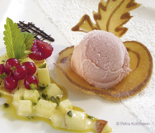 Apfel-Sorbet mit Apfeldestillat
